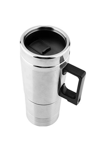 Didadodo 350ml Paslanmaz Çelik Araba Isıtıcısı - Gümüş Elektrikli Qk Gümüş, Gümüş Kapaklı Gümüş