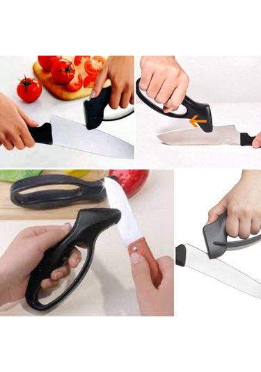 Büro Ev Ofis Mutfağı İçin Saplı Manuel Bileyici Çelik Balta Makas Bıçak Bileme Aleti