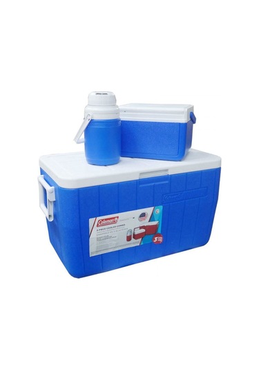 Coleman 3-piece Cooler Combo 48 Qt 45.4 Lt Bl Combo 5 Qt 3 Gal. C002 Buzluk Set Mavi Mavi - Beyaz