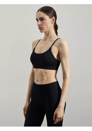 Zarına Fitness İçin Askılı Çizgili Spor Üst 232324093 Siyah