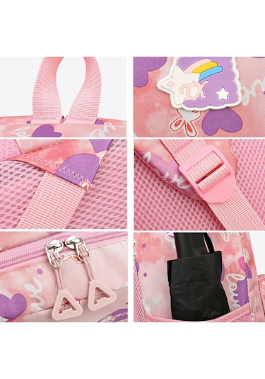 3pcs /set Sweet Casual Travel Backpack Large Capacity Primary And Secondary School Students Schoolbag Black