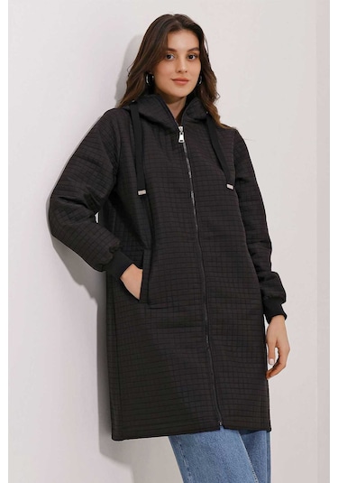 Gabriaa Fermuarlı Kapitone Mont Siyah