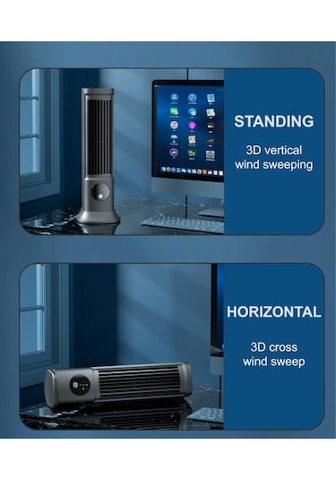 Jialan Yatak Odası Için 10'' Kule Vantilatör, 3 Hızlı Kanatsız