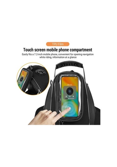 Çoğu Cross-sürüş Motosikletine Uygun Telefon Tutuculu Çok Fonksiyonlu Motosiklet Tankı Çantası Siyah