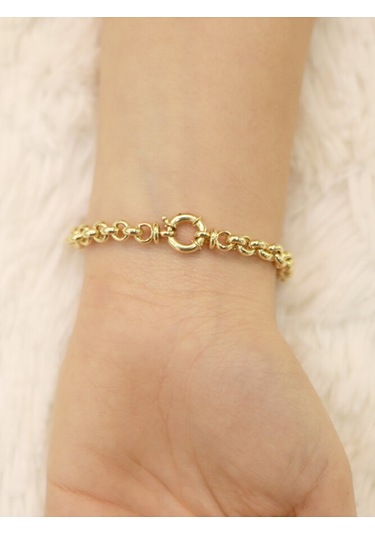 14 Ayar Altın Sosyete Tek Göz Doç Bileklik Altın