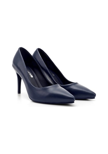 Gönderi R Lacivert Platinum Sivri Burun İnce Topuklu Hakiki Deri Stiletto Lacivert