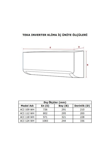 Teka ACI 112 WH - ACO 112 WH A++ 12000 BTU Duvar Tipi Klima