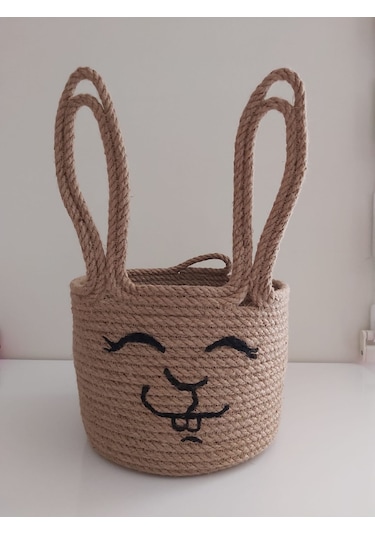Hasır Sepet Tavşan 18x13 cm
