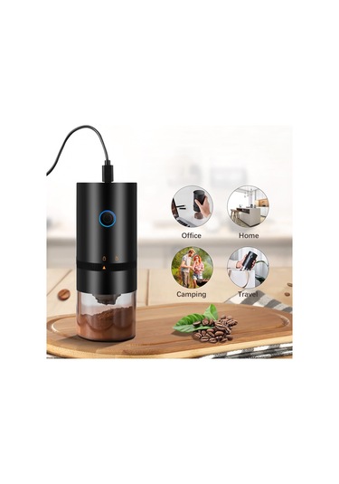 Hfambition Usb Şarjlı Mini Kahve Değirmeni - Ayarı Değiştirilebilir Tane Kalınlığı, 1250mah Batarya, Taşınabilir Siyah Model Siyah