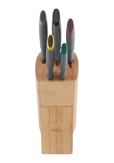 Tefal Fresh Kitchen Ahşap Blok & 5 Parça Bıçak Seti 001 Siyah