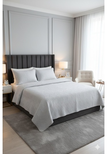 Taytüyü Nubuk Yatak Örtüsü Çift Kişilik Toskana A.gri Gri