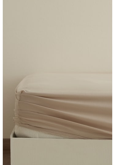 Karaca Home Basic %100 Pamuk Tek Kişilik Lastikli Çarşaf Bej