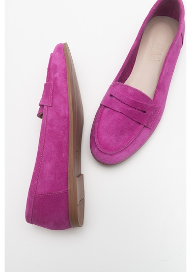 Luvishoes F02 Fuşya Süet Kadın Babet Fuşya