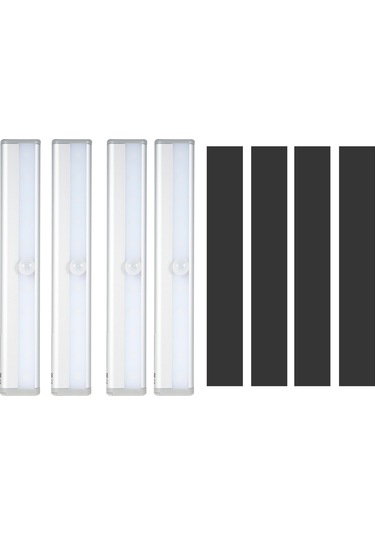 Yunboo 10 Led Hareket Sensörlü Led Işık Şeridi, Manyetik, Batarya İle Çalışır, 4 Adet, Araç, Kamp, Ev İçin Otomatik Aç-kapat, Enerji Tasarruflu Beyaz