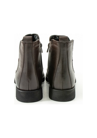 Güvener Fermuarlı Hakiki Deri Bot Kahverengi Kahverengi