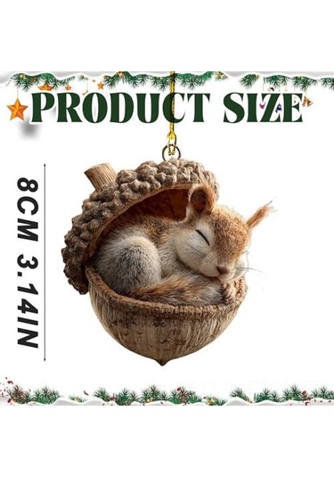 Xindoker Orman Hayvanı Fıstık Açık Figürü - 2d Akrilik Ev Dekorasyonu - Kışlık/noel Aksesuarı Tilki Desenli, Tek Adet