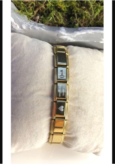 İtalyan Charm Nomi Çelik Bileklik Sarı Kişiye Özel İsim Yazılan S Altın