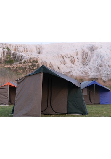 Kapı Sineklikli 2+1 L Mutfaklı Double Kamp Çadırı 4-6 Kişilik - Yeşil