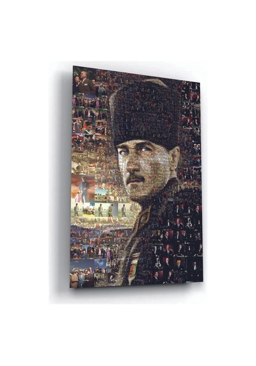 Mustafa Kemal Atatürk Resimlerinden Oluşturulmuş Cam Tablo