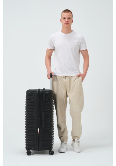 Keo-plus Siyah Büyük Boy Silikon Kırılmaz Pp Valiz Siyah