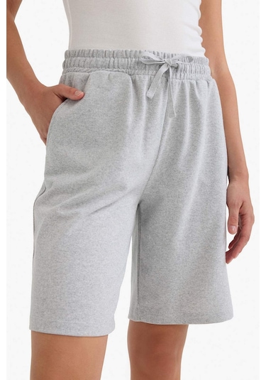 Defacto Regular Fit Normal Bel Düz Paça İnce Bermuda Şort W9369az25augr93 Gri