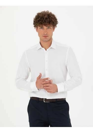 Pierre Cardin Erkek Beyaz Desenli Gömlek 50275511-vr013 Beyaz