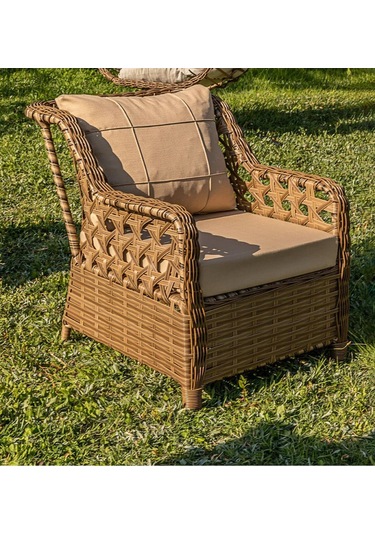 S Collection Rattan Bahçe Takımı Oturma Grubu 3'lü - 7 Kişilik Kahverengi