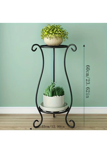 1 Paket, Zarif Çift Katmanlı Metal Çiçek Rafı Stand-çok Katmanlı