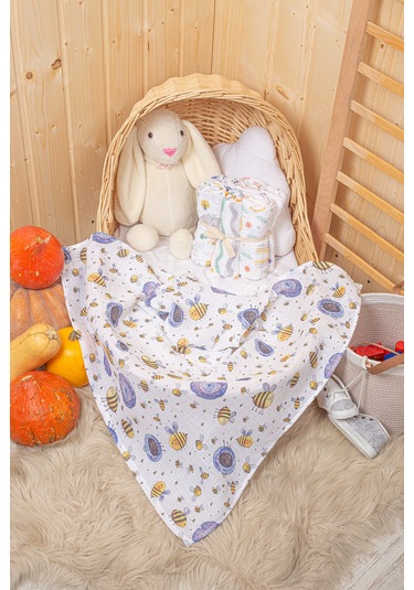 Dijital Baskılı 6lı Çok Amaçlı Müslin Örtü Seti - 75 x 75 Çok Renkli