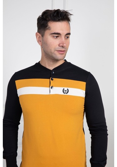 Mecit 2763 Sarı %100 Pamuk Büyük Beden Erkek Pijama Takımı Sarı