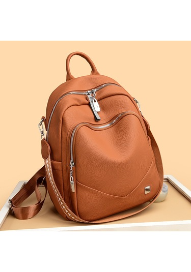 Yeni Pu Sırt Çantası Modaya Uygun Basit Stil Büyük Kapasiteli Şık Kadın Sırt Çantasısiyah Diğer