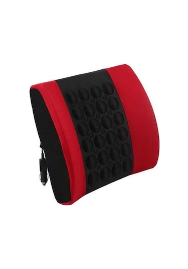 Otomotiv Evrensel Elektrikli Masaj Lomber Yastık Araba Destek Pedi Siyah Kırmızı