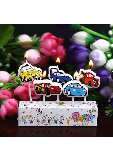 Cars Bırthday Candle Vıp Kalite Arabalar Pasta Mumu 5 Adet Cars Doğum Günü Mumu Arabalı Pasta Mumu Renkli