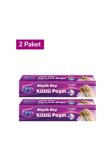 Kilitli Buzdolabı Poşet Büyük Boy 12'li 26 X 28 Cm İkili Set