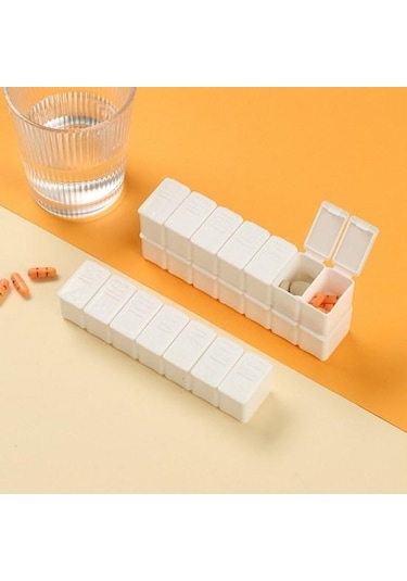 Pembe Ofis İçin Taşınabilir Hap Kutusu Plastik 7 Izgaralar Dikdörtgen Tabletler Ayırıcı Durumda Pratik Neme Dayanıklı Yeniden Kullanılabilir Pembe