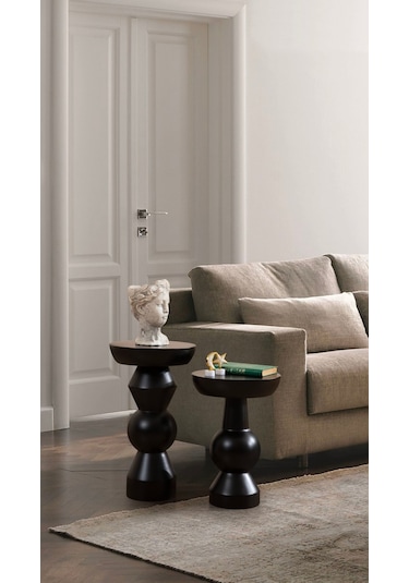 Mantar Sehpa 2'li Siyah Takım