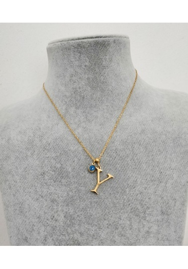 Kadın Nazar Boncuklu Çelik Y Harf Kolye 775014 Altın