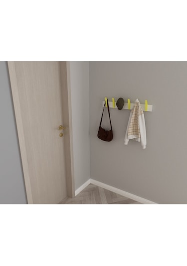 Hepsi3boyutlu Modern Duvar & Kapı Kanca Askılık - 6 Adet Sarı Kanca Askılık - Model No : 4 Sarı