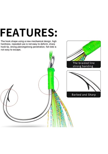 Hokkaido 4/0 Numara 1 Adet Çiftli,glow Simli ,jig Asist,iğne Boyu 45 Mm No:4/0