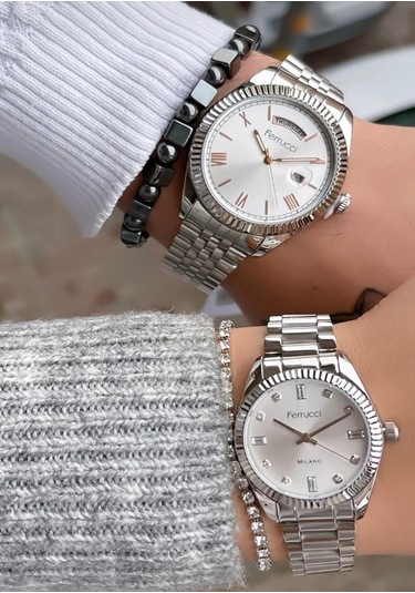 Ferrucci Fc80547 Silver Renk Çelik Sevgili Çift Kol Saati