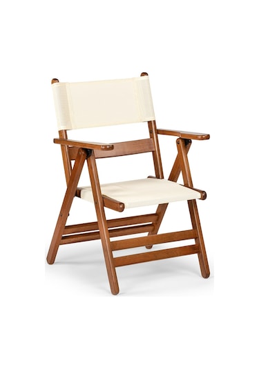 Atina Pvc Katlanır Sandalye - 2 Kademeli Bahçe, Balkon Sandalye Ceviz