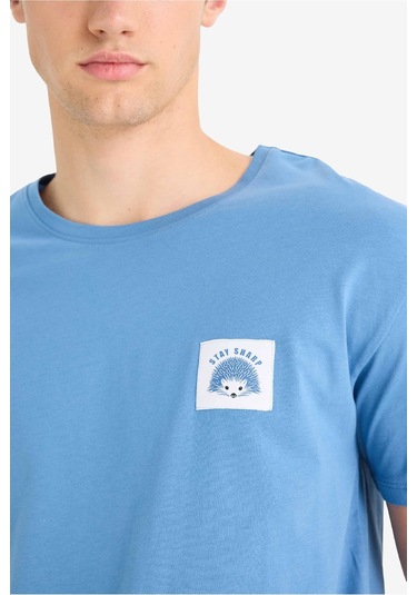 Defacto Pijama Takımı Baskılı Kısa Kollu Üst Şort F6185ax25spbe88 Mavi