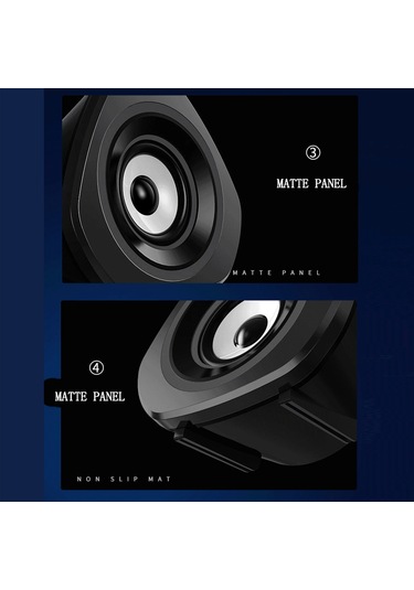 Youmex Sada V-119 Güncellenmiş Siyah Mavi Işıklı Mini Hoparlörler - 3.5mm + Usb Besleme, Çift Manyetik Tam Frekans, Zengin Tonalite, Masaüstü/notebook/ Telefon Uyumlu