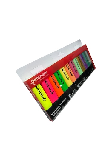 Penmark Fosforlu Kalem 12'li Asetat Karışık Renk 4 Neon +4 Pastel+4 Simli 8683181701878 Hs-505-12nps 709698 Çok Renkli