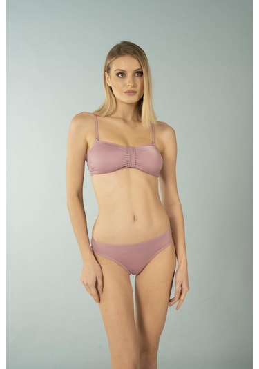 Estiva Luplu Straplez Bikini Takımı - Pudra Çok Renkli