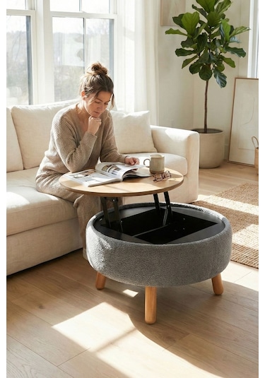 İrina Sandıklı Mekanizmalı Orta Sehpa/bench, Gri
