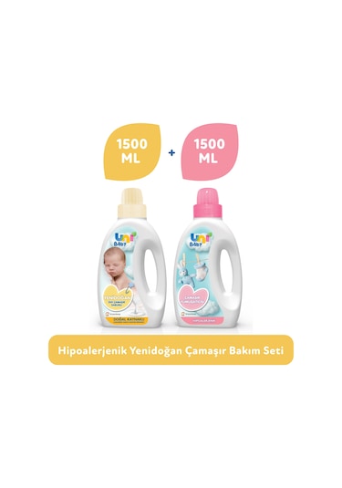 Uni Baby Yenidoğan Sıvı Çamaşır Sabunu + Çamaşır Yumuşatıcısı 2 x 1500 ML