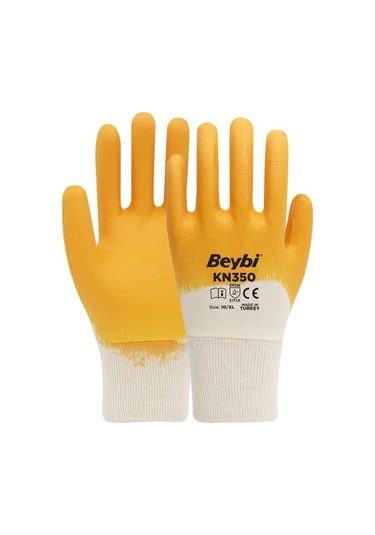 Beybi Kn350 Sarı Nitril Kaplı Koruyucu 1 Çift Iş Eldiveni