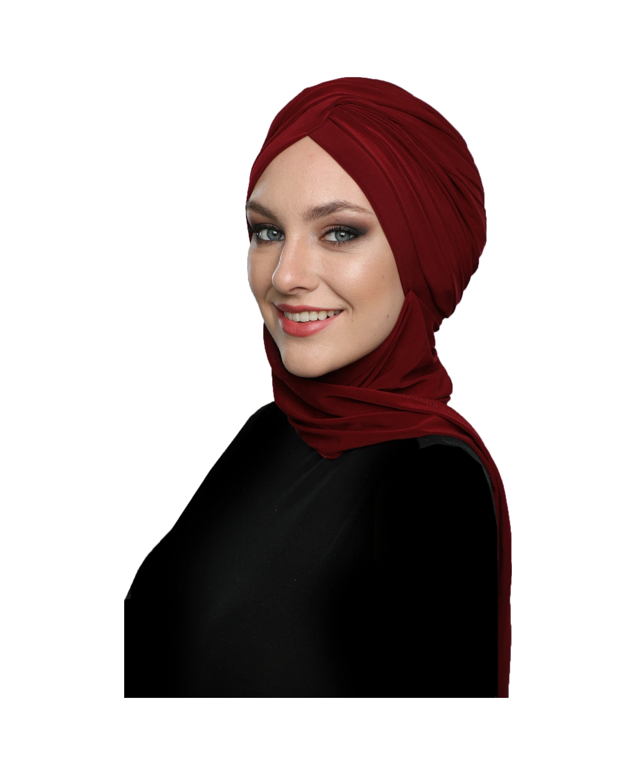 Çapraz W Atkılı Bordo Hazır Türban Tesettür Bone Bordo