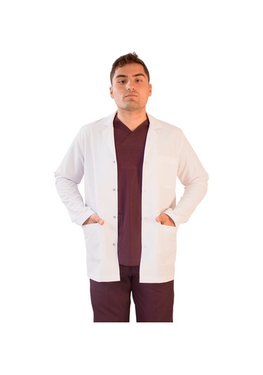 Vayteks Gömlek Yaka Ceket Boy Beyaz Erkek Doktor Öğretmen Laboratuvar Önlüğü Beyaz
